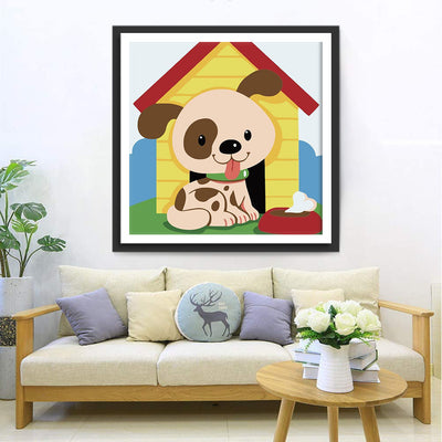 Mignon Chiot Cartoon des Enfants Broderie Diamant