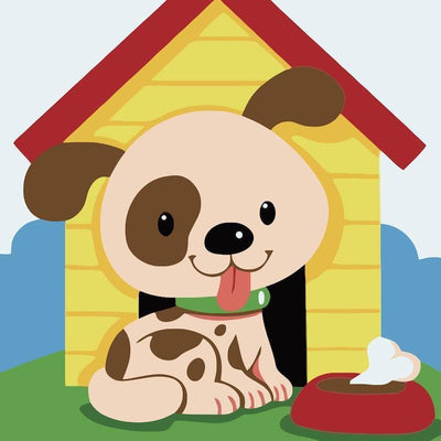 Mignon Chiot Cartoon des Enfants Broderie Diamant