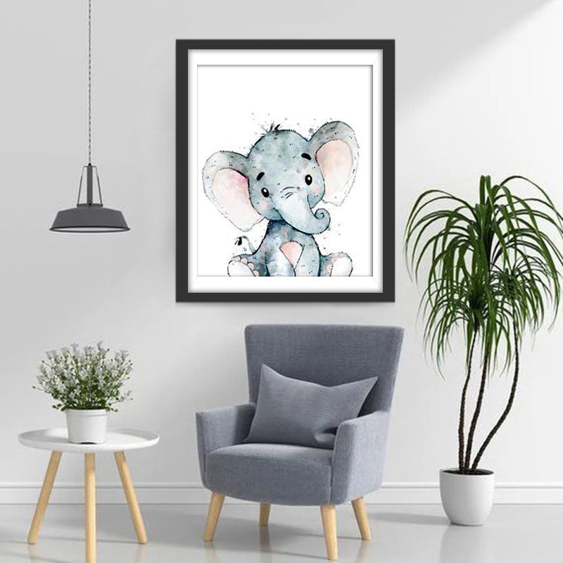 Mignon Éléphanteau Gris Cartoon Pour Enfants Broderie Diamant