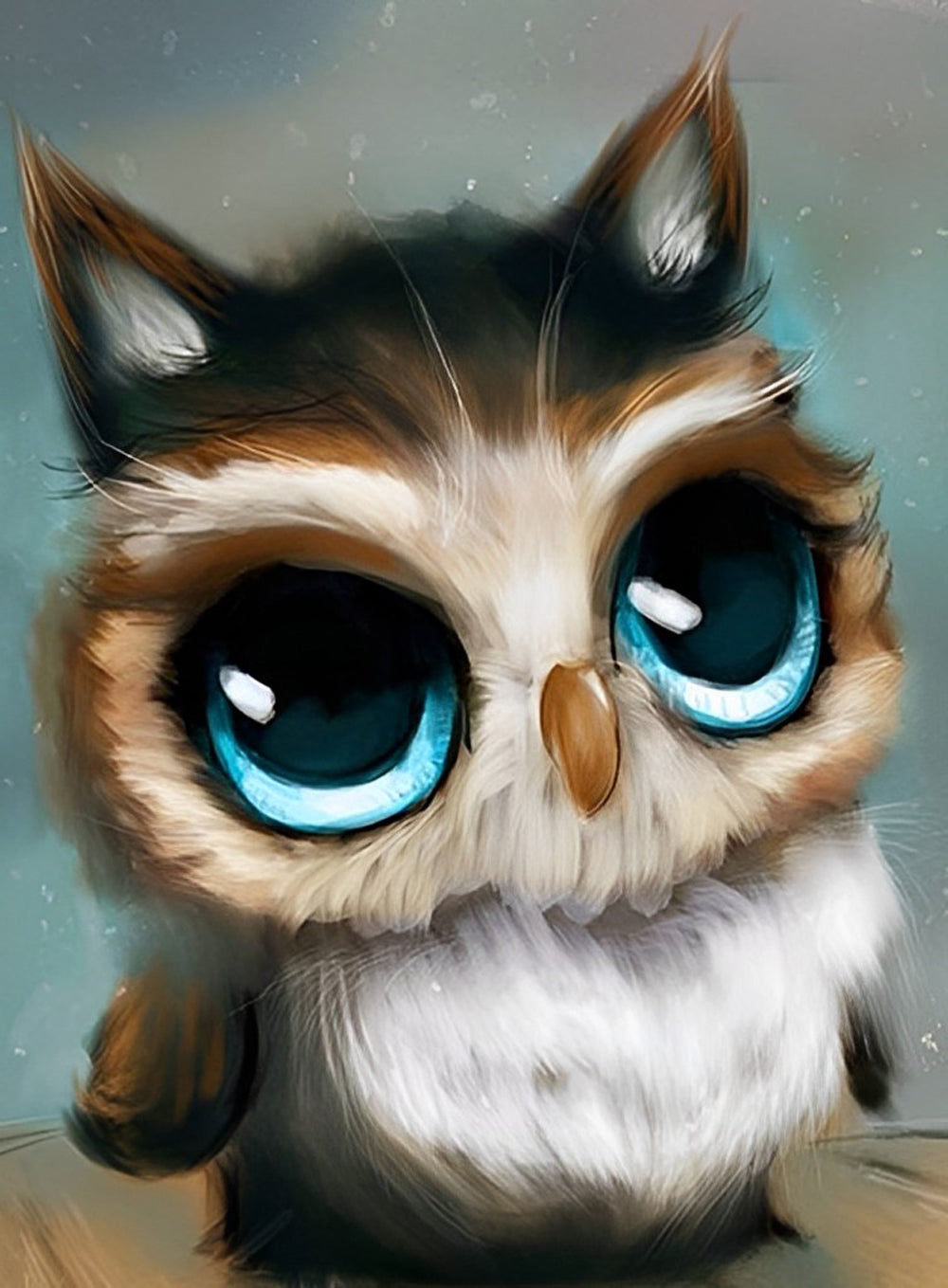 Mignon Hibou aux Yeux Bleus Broderie Diamant