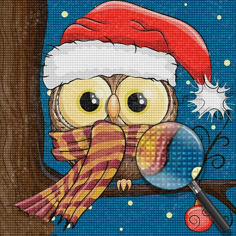 Mignon Hibou Cartoon de Noël Fête Broderie Diamant