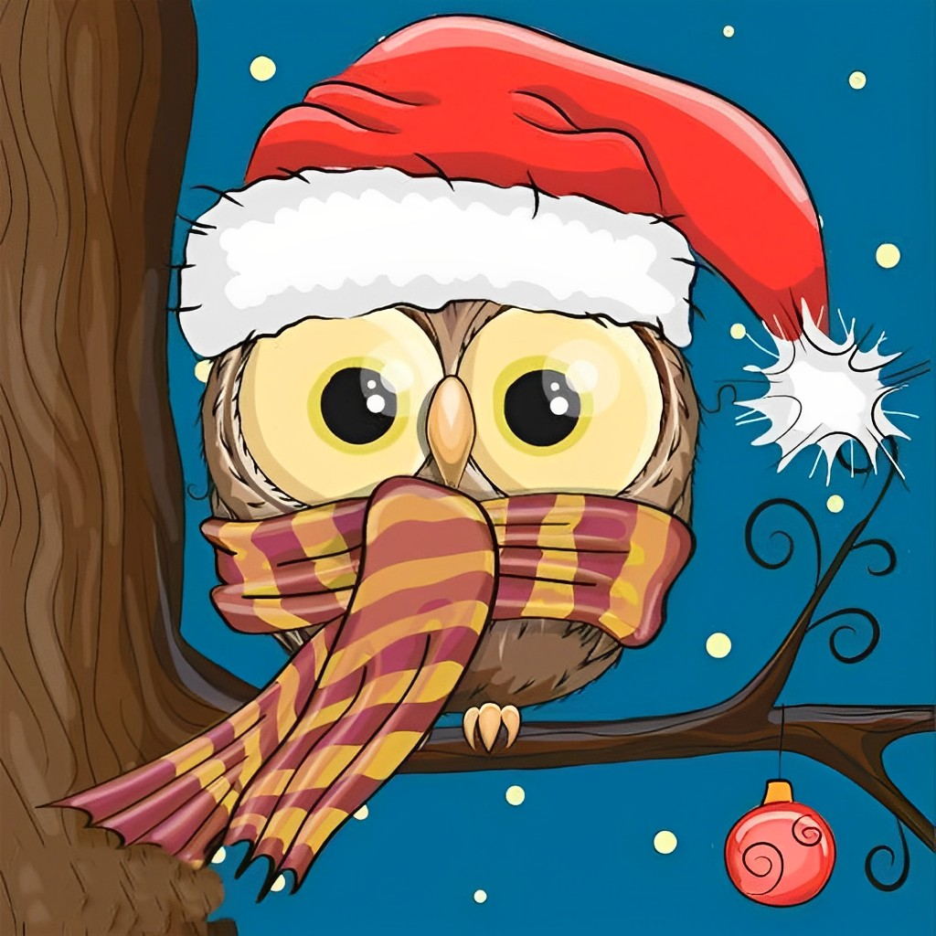 Mignon Hibou Cartoon de Noël Fête Broderie Diamant