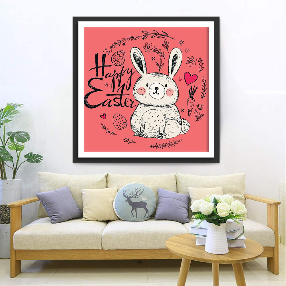 Mignon Lapin Dessiné de Pâques Fête Broderie Diamant