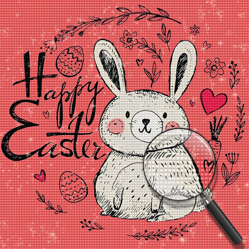 Mignon Lapin Dessiné de Pâques Fête Broderie Diamant