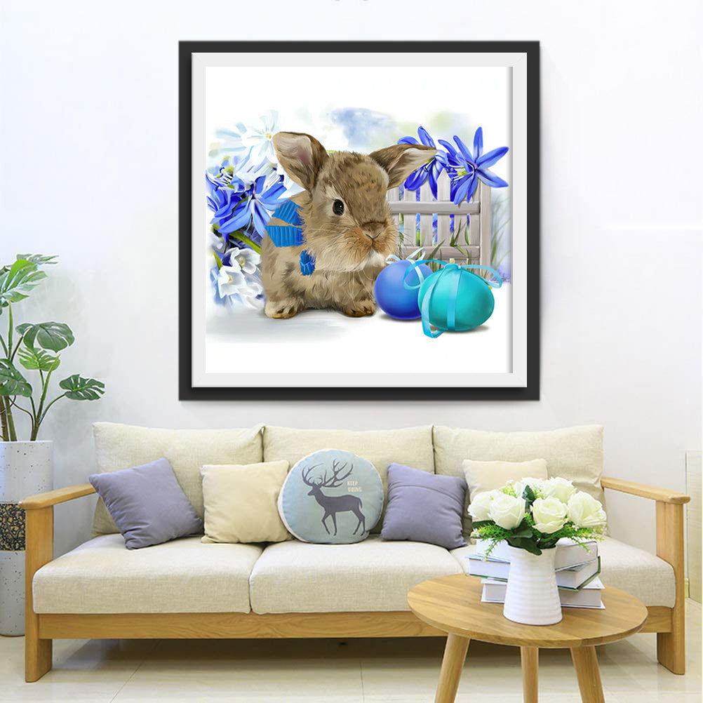 Mignon Lapin Enrobé de Pâques Fête Broderie Diamant