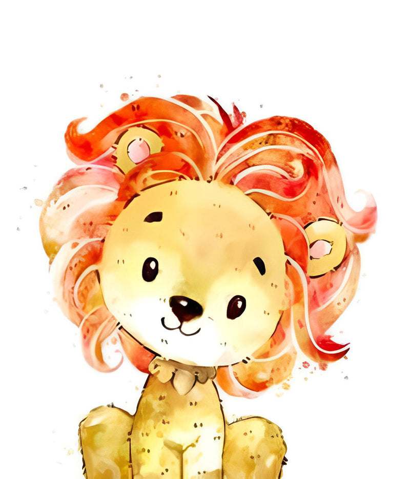 Mignon Lion à la Crinière Rouge Cartoon Enfants Broderie Diamant