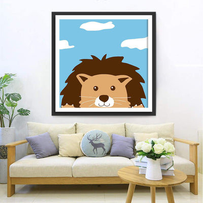 Mignon Lion Cartoon Enfants Broderie Diamant