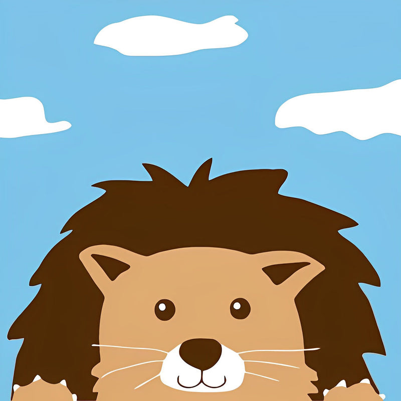 Mignon Lion Cartoon Enfants Broderie Diamant
