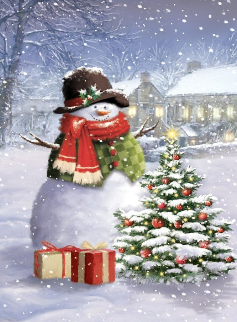 Mignon Petit Bonhomme de Neige et le Petit Sapin de Noël Broderie Diamant