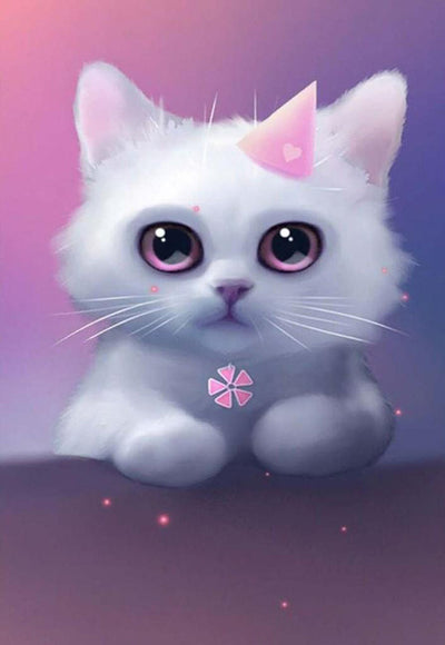 Mignon Petit Chaton aux Fleurs de Cerisier Broderie Diamant