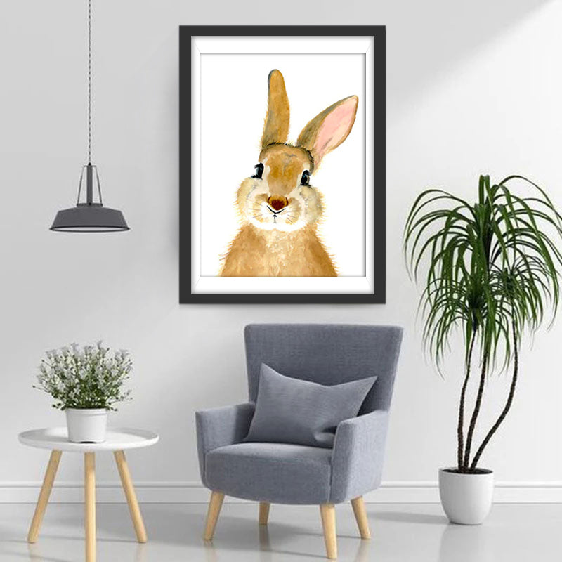 Mignon Petit Lapin Brun Broderie Diamant