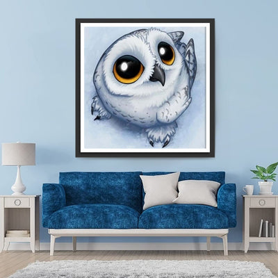 Mignonne Chouette Harfang aux Grands Yeux Broderie Diamant