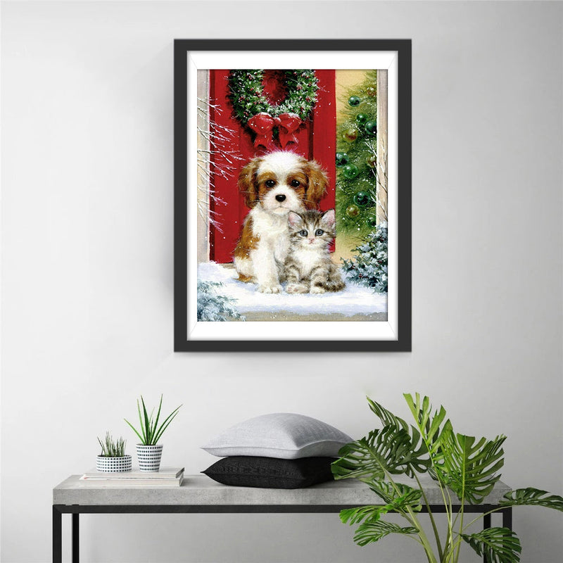 Mignons Chiot et Chaton Broderie Diamant