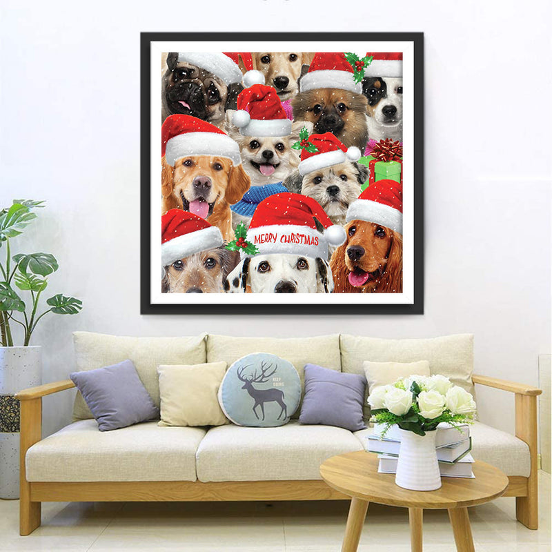 Mignons Chiots de Noël Fête Broderie Diamant