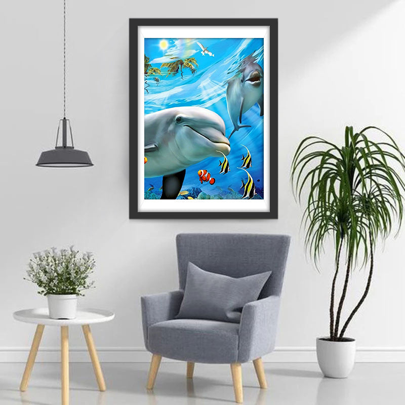 Mignons Dauphins Broderie Diamant