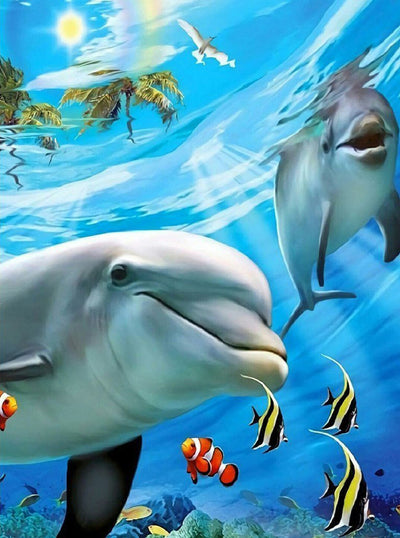 Mignons Dauphins Broderie Diamant