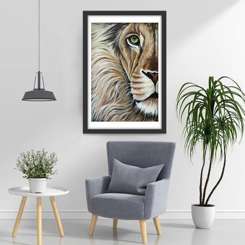 Moitié du Visage du Lion Broderie Diamant