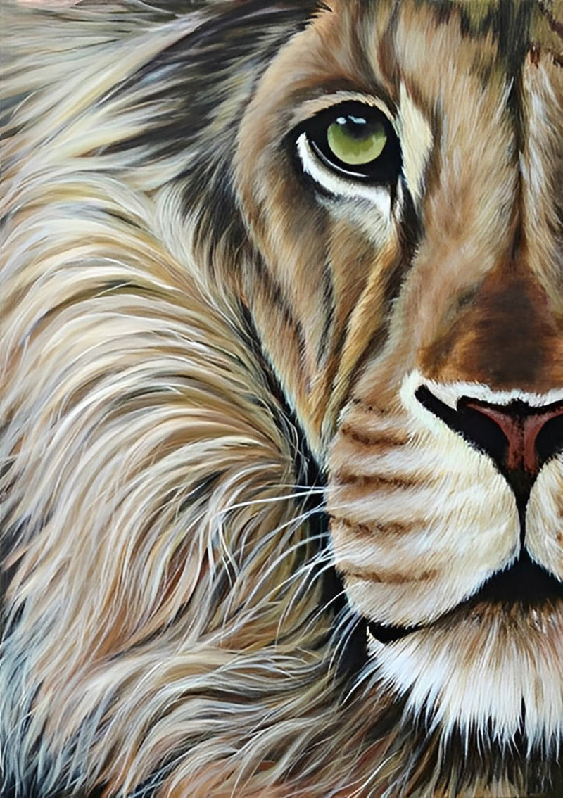 Moitié du Visage du Lion Broderie Diamant