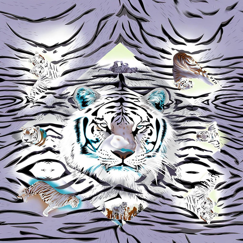 Monde des Tigres Blancs Fantastiques Broderie Diamant