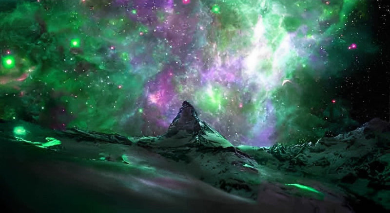 Montagne Enneigée et Ciel Etoilé Broderie Diamant