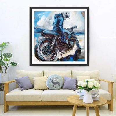 Motard et Moto Broderie Diamant