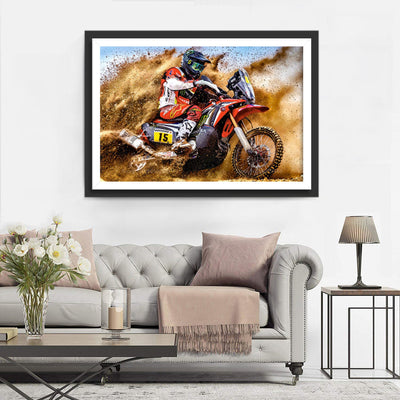 Moto de Course Broderie Diamant