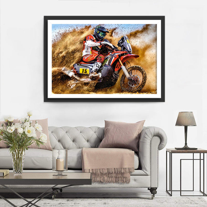 Moto de Course Broderie Diamant