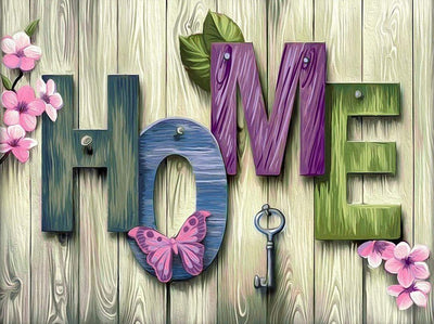 Mots de Home Multicolores Broderie Diamant
