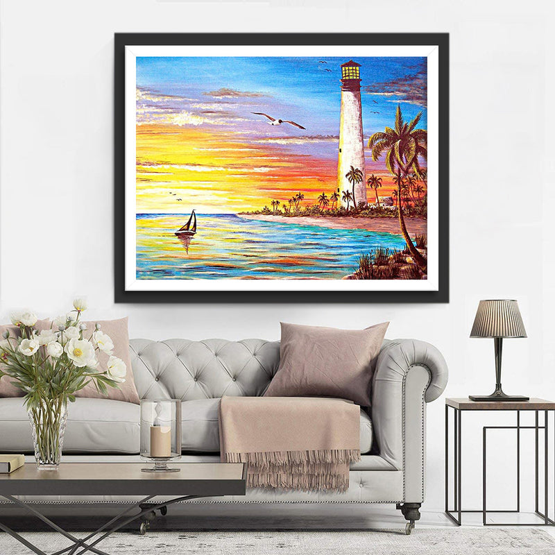 Mouette et Phare Broderie Diamant