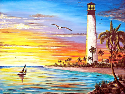 Mouette et Phare Broderie Diamant
