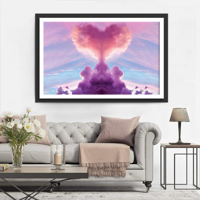 Nuage Rose en Forme de Cœur Broderie Diamant