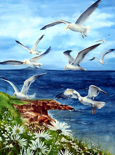 Nuée de Mouettes Broderie Diamant