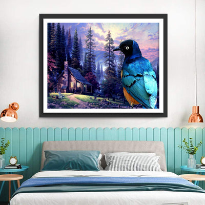 Oiseau avec la Tête Noire Broderie Diamant