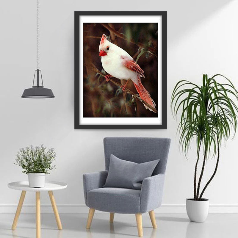 Oiseau Blanc au Bec Rouge Broderie Diamant