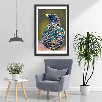 Oiseau Bleu avec des Points Blancs Broderie Diamant