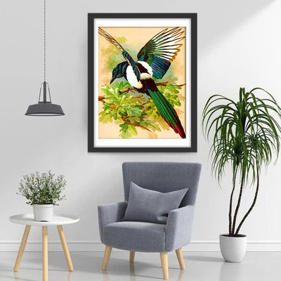 Oiseau Bleu et Blanc Volant Broderie Diamant
