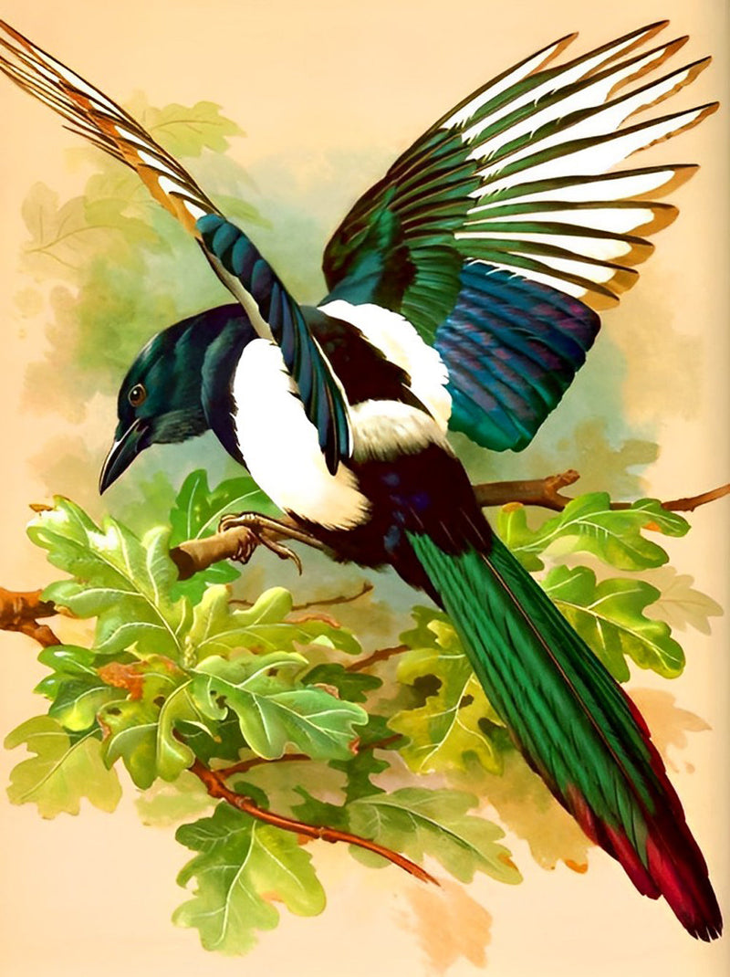 Oiseau Bleu et Blanc Volant Broderie Diamant