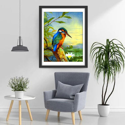 Oiseau Bleu et Rouge Broderie Diamant