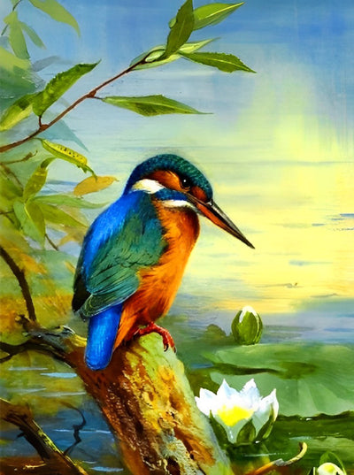 Oiseau Bleu et Rouge Broderie Diamant