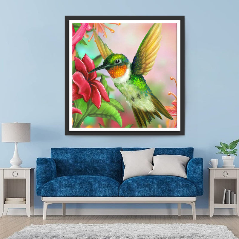 Oiseau Colibri Vert Volant Broderie Diamant