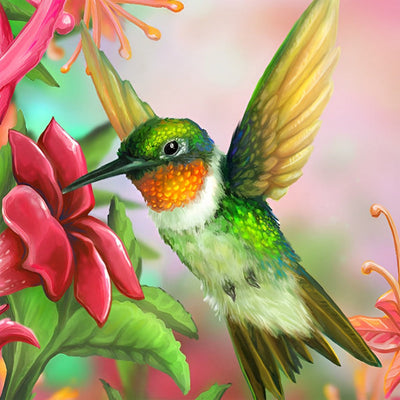 Oiseau Colibri Vert Volant Broderie Diamant