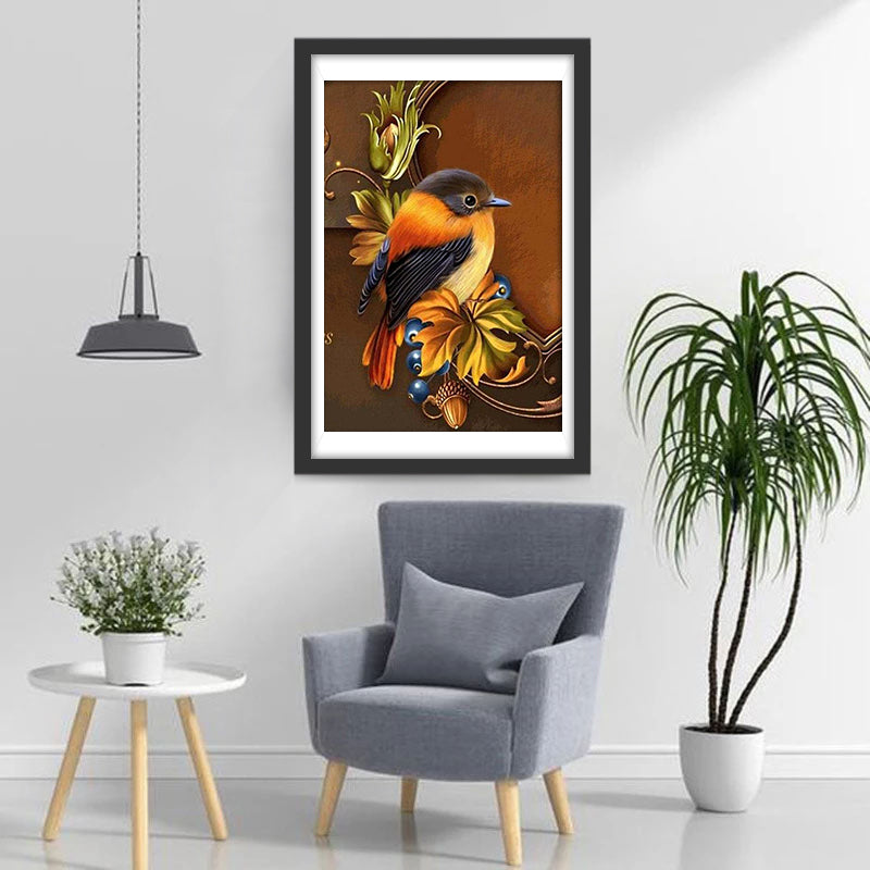 Oiseau Enrobé avec une Couronne Broderie Diamant