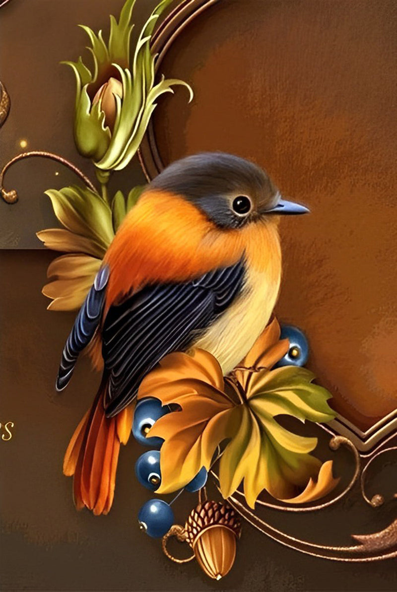 Oiseau Enrobé avec une Couronne Broderie Diamant