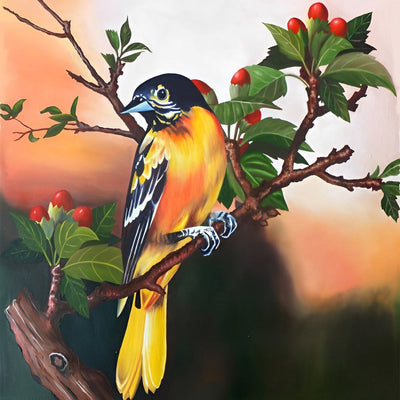 Oiseau et des Petits Fruits Rouges Broderie Diamant
