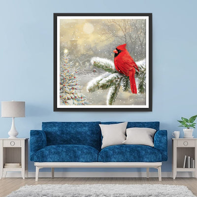 Oiseau et Sapins de Noël Broderie Diamant