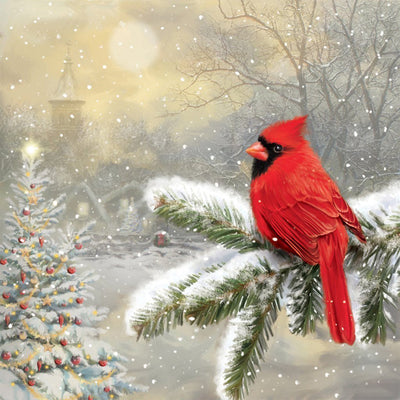 Oiseau et Sapins de Noël Broderie Diamant