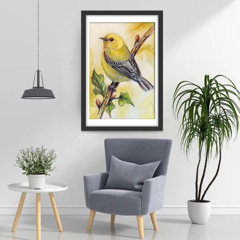 Oiseau Jaune Enrobé Broderie Diamant