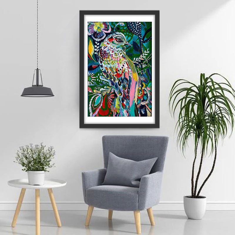 Oiseau Multicolore Broderie Diamant