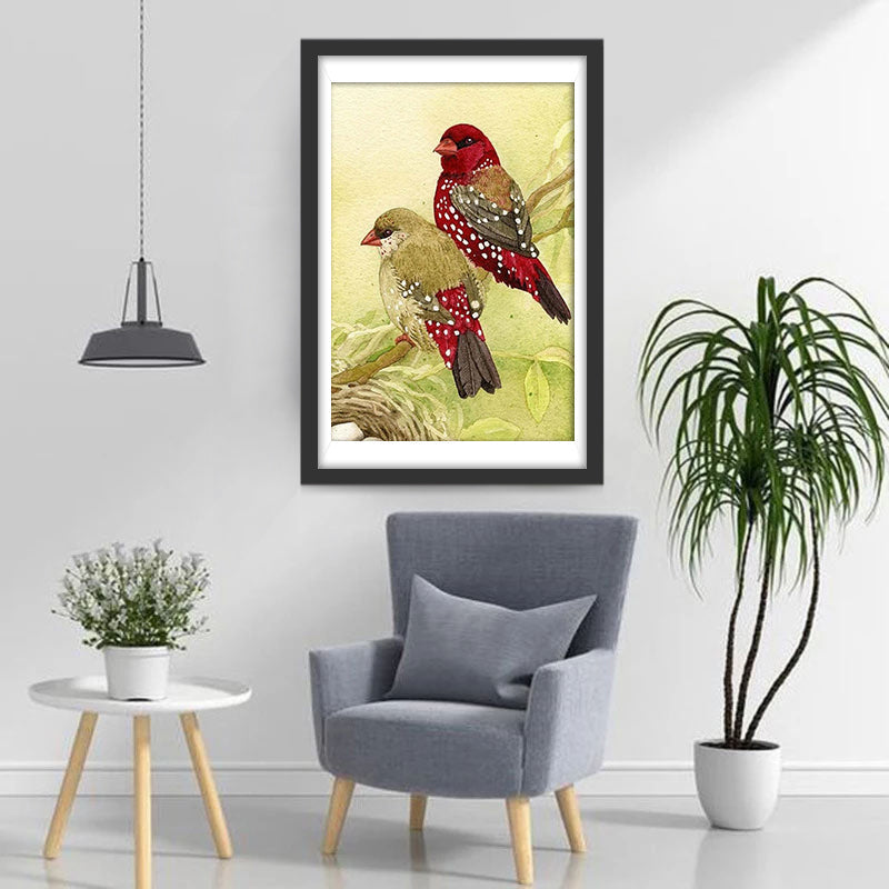 Oiseaux avec des Taches Blanches Broderie Diamant