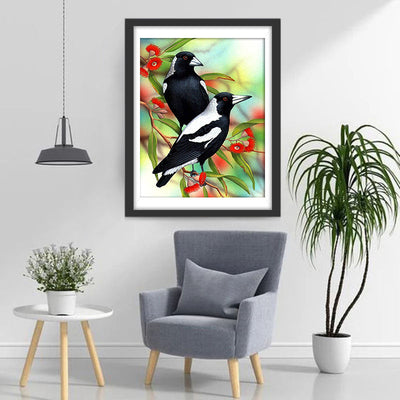 Oiseaux Blancs et Noirs Broderie Diamant